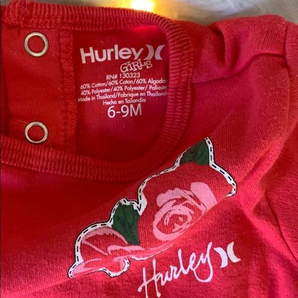 Hurley girls flower long sleeve snap crotch & back 6-9 months - Picture 2 of 3